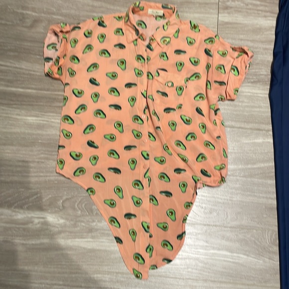 Love Notes avocado button down tie shirt - Picture 2 of 13